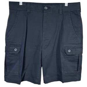 St Johns Bay Mens Navy Blue Comfort Stretch Cargo Shorts Size 36 Classic Fit